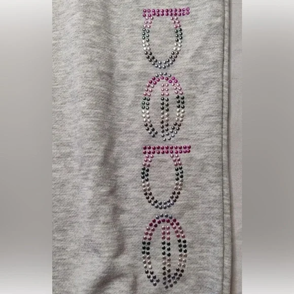 BEBE SPORT Women Nailhead Studded LOGO Joggers Sweat Pants in Heather Grey Nwt - Picture 9 of 11